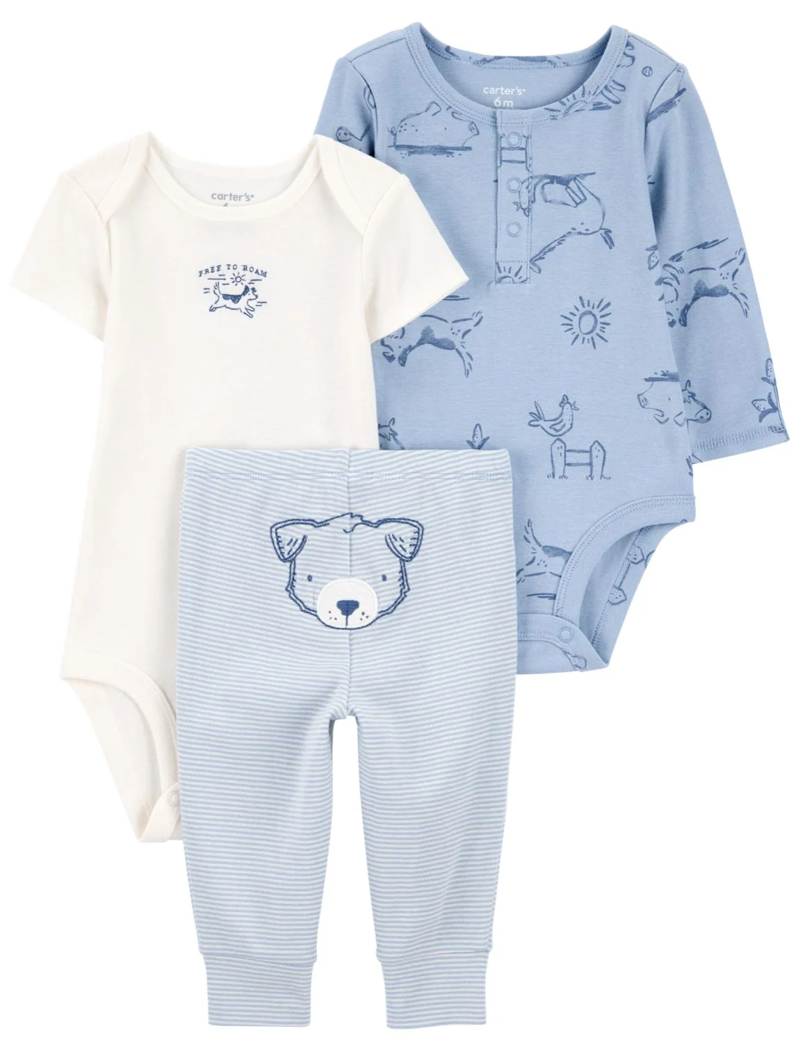 Carter's Set 3 piese Blue Matchback - Pantaloni si 2 body foto