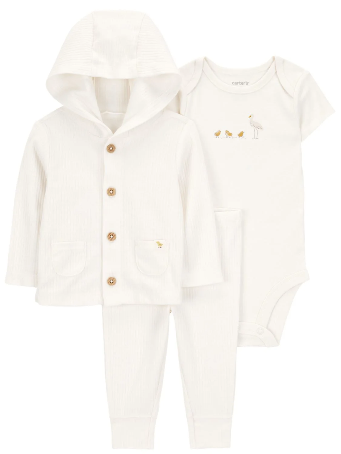 Carter's Set 3 piese Solid Ivory - Cardigan, pantaloni si body foto