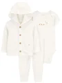 Carter's Set 3 piese Solid Ivory - Cardigan, pantaloni si body foto