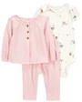Carter's Set 3 piese Pink Solid - Cardigan, body si pantaloni foto