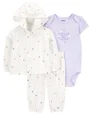 Carter's Комплект 3 в 1 Ivory Mini Print - кардиган, боди и штаны foto