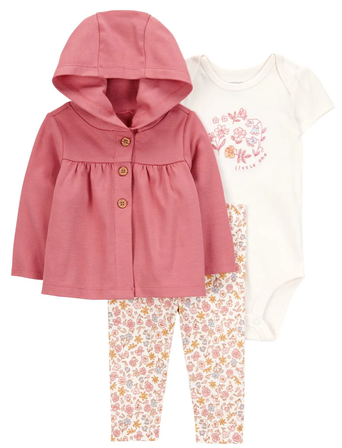 Carter's Set 3 piese Floral Graphic - Cardigan, body si pantaloni foto