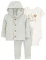 Carter's Set 3 piese Green Graphic - Cardigan, body si pantaloni foto
