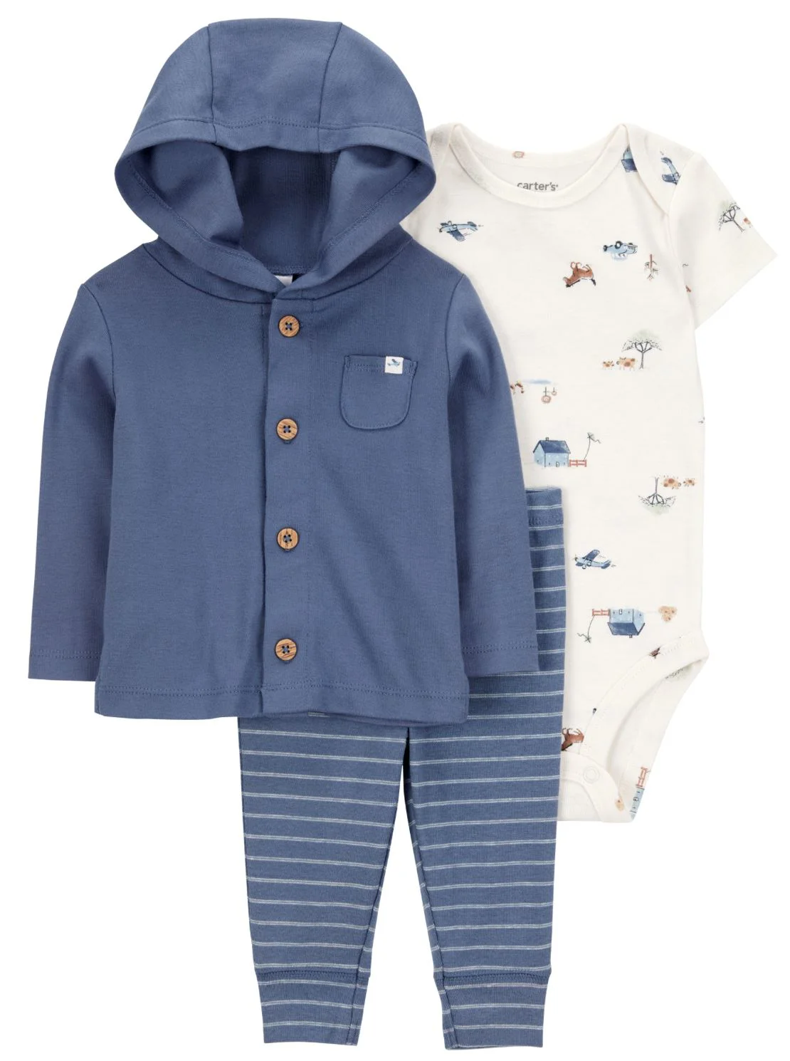 image for Carter's Комплект 3 в 1 Dark Blue - кардиган, боди и штаны foto