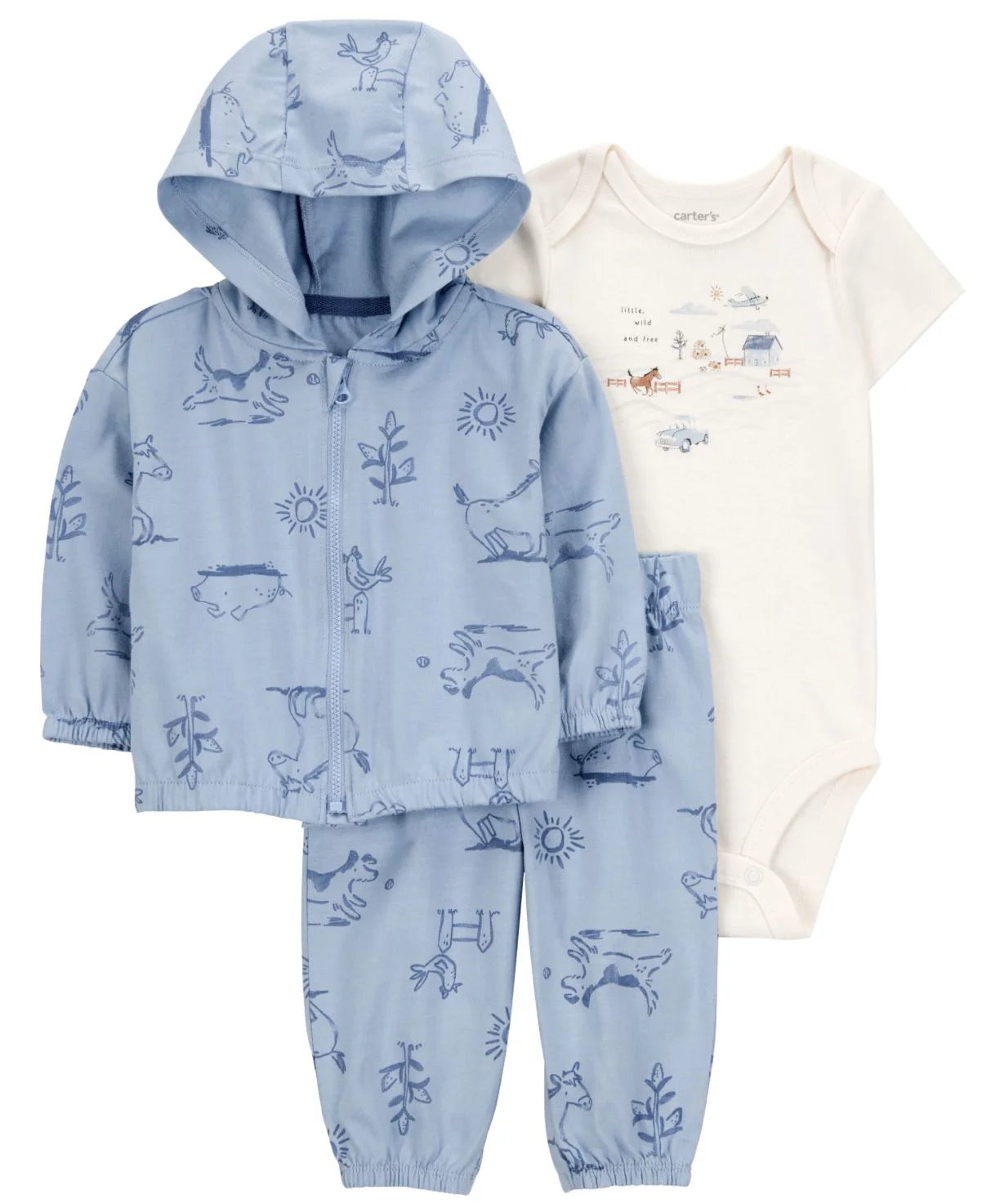 image for Carter's Set 3 piese Blue Dog Print - Cardigan, body si pantaloni foto