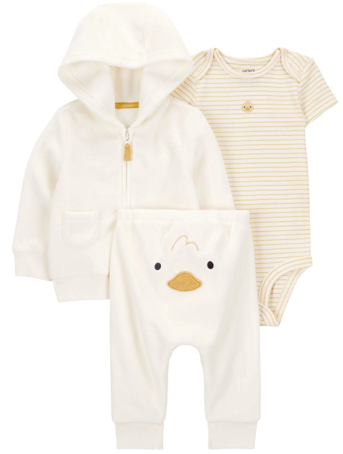 Carter's Set 3 piese Ivory Chick Terry - Cardigan, body si pantaloni foto