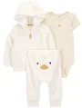 Carter's Set 3 piese Ivory Chick Terry - Cardigan, body si pantaloni foto