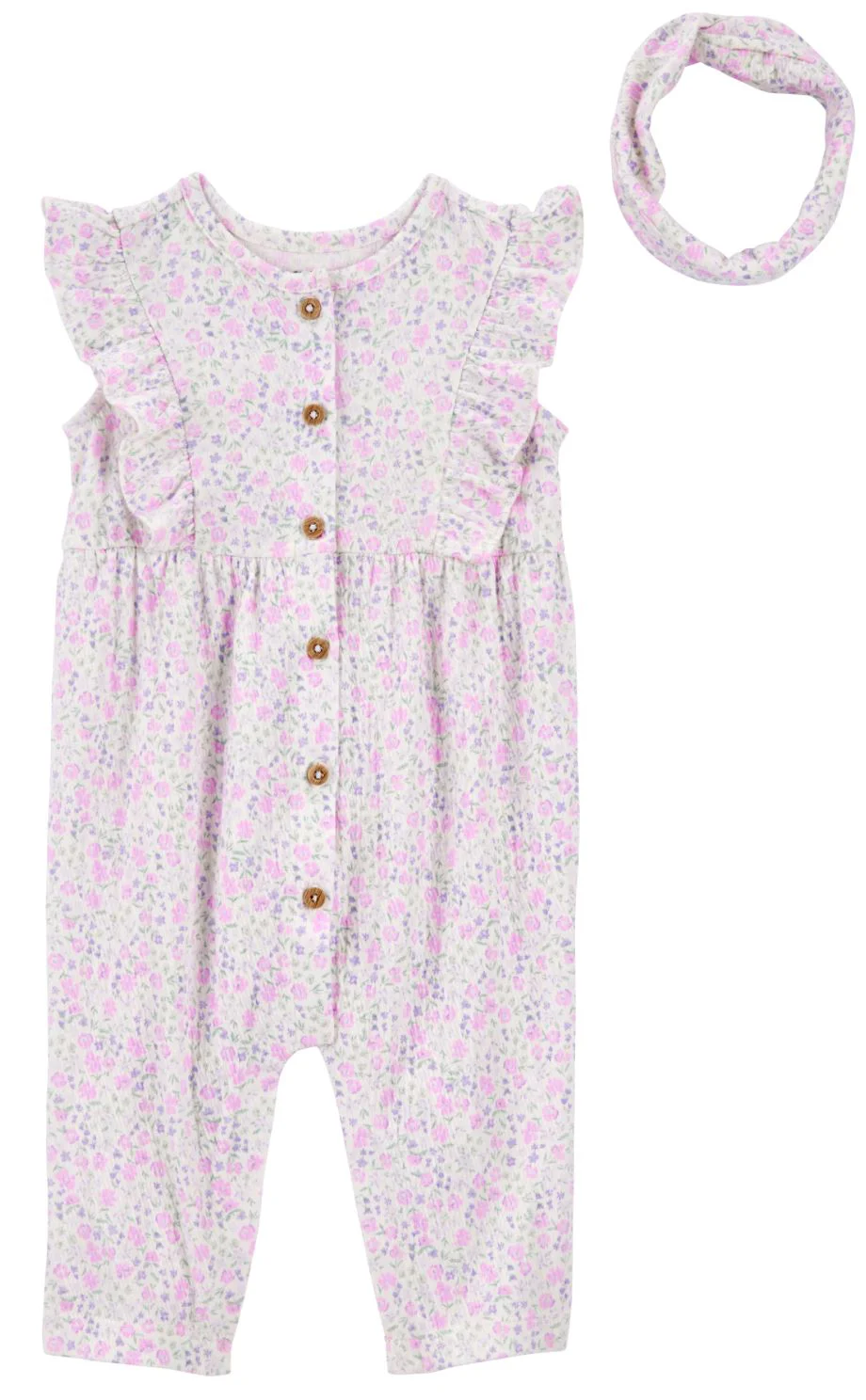 image for Carter's Комплект 2 в 1 Floral Print - Комбинезон и повязка на голову foto