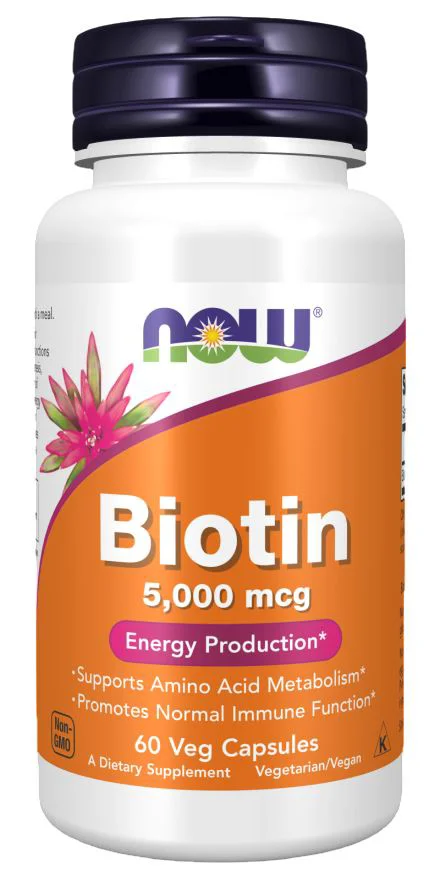 image for Supliment alimentar Now Foods Biotin 5000 mcg, 60 veg. capsule foto