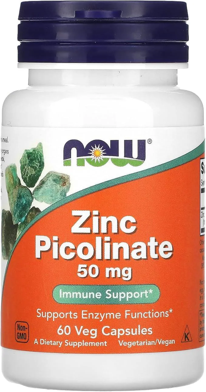 Supliment alimentar Now Foods Zinc Picolinate 50 mg, 60 veg. capsule foto