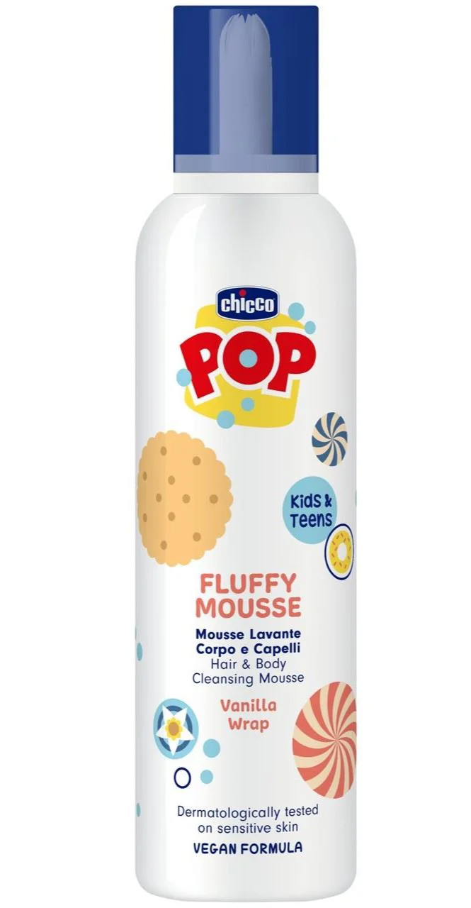 image for Spuma 2 in 1 Chicco POP pentru corp si par cu miros de vanilie, 200 ml foto