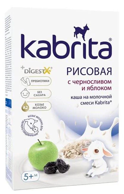 image for Terci de orez cu lapte de capra Kabrita cu prune uscate si mere (5+ luni), 180 g foto