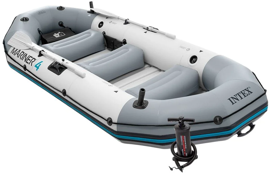 Надувная лодка Intex Mariner 4 с вёслами и насосом, 328x145x48 см, до 500 кг foto
