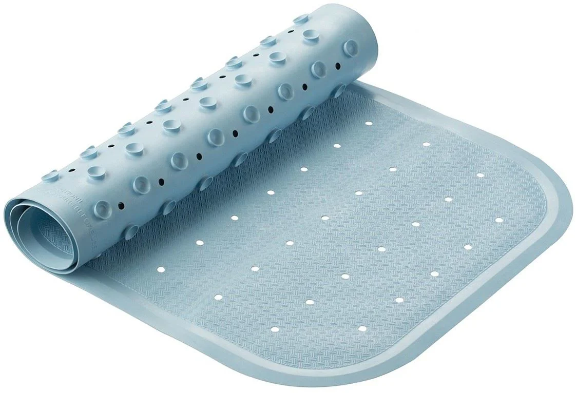 image for Коврик противоскользящий резиновый для ванной с отверстиями Roxy Kids Blue, 34.5x76 см foto