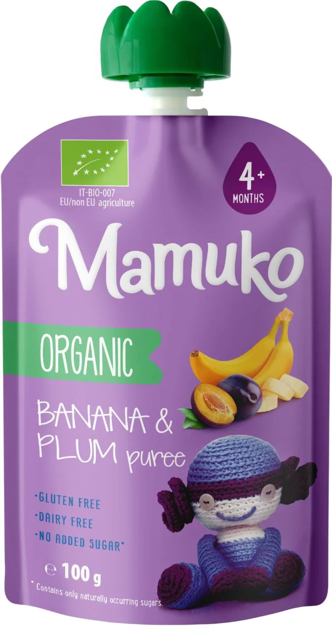 image for Piure organic Mamuko de banane si prune (4+ luni), 100 g foto