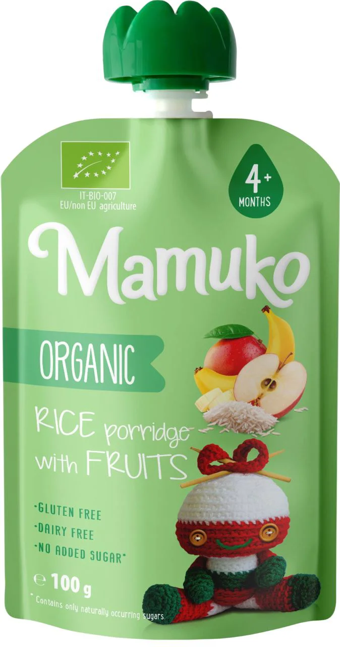 image for Piure organic Mamuko de orez si fructe (4+ luni), 100 g foto