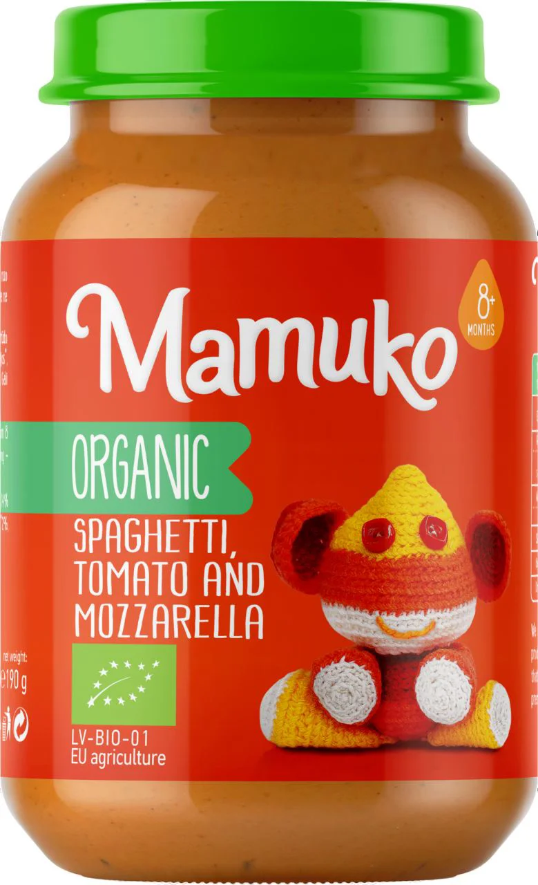 image for Piure organic Mamuko Spaghetti cu rosii si mozzarella (8+ luni), 190 g foto