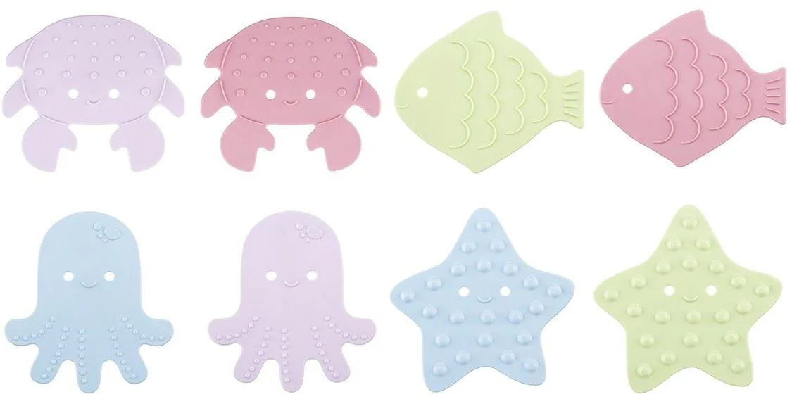 image for Набор мини-ковриков противоскользящих для ванной Roxy Kids Sea Animals Soft Colors, 8 шт. foto