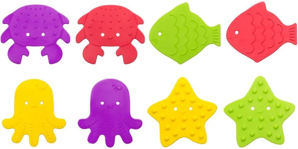 image for Набор мини-ковриков противоскользящих для ванной Roxy Kids Sea Animals Bright Colors, 8 шт. foto