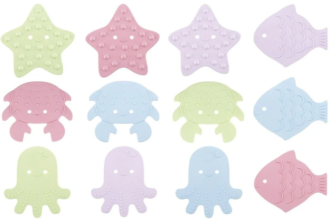 image for Набор мини-ковриков противоскользящих для ванной Roxy Kids Sea Animals Soft Colors, 12 шт. foto