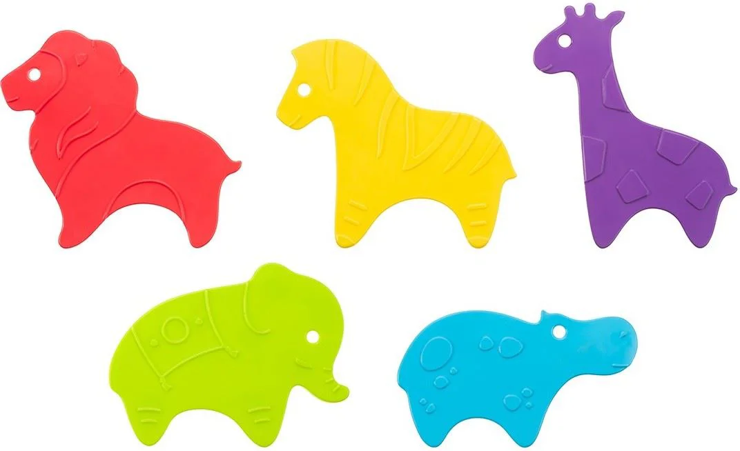 image for Набор мини-ковриков противоскользящих для ванной Roxy Kids Safari Bright Colors, 5 шт. foto