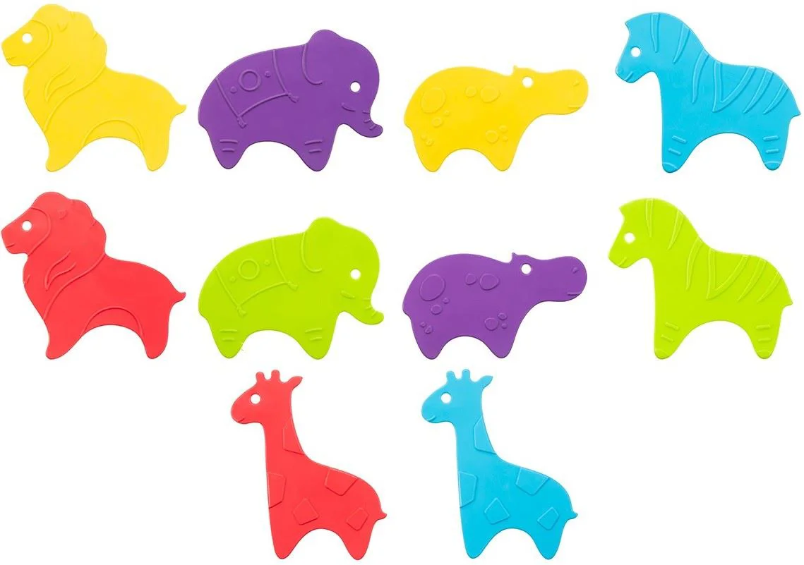 image for Набор мини-ковриков противоскользящих для ванной Roxy Kids Safari Bright Colors, 10 шт. foto