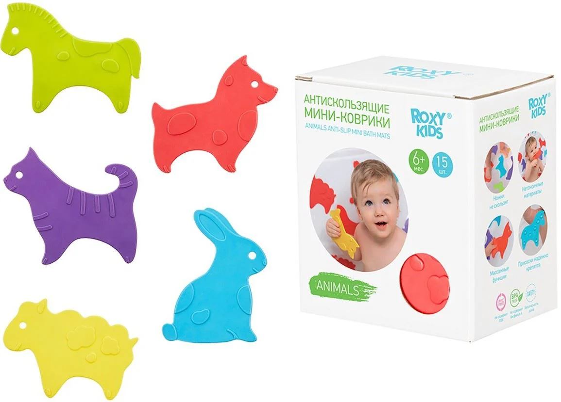 Set de mini-covorase anti-alunicare Roxy Kids Animals, 15 buc. foto