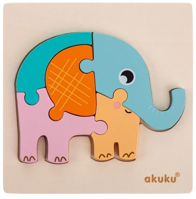 image for Puzzle educativ din lemn Akuku Elephant foto