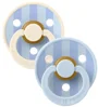 Set 2 suzete rotunde din latex BIBS Studio Colour Block - Baby Blue/Dusty Blue Mix (0-6 luni) foto