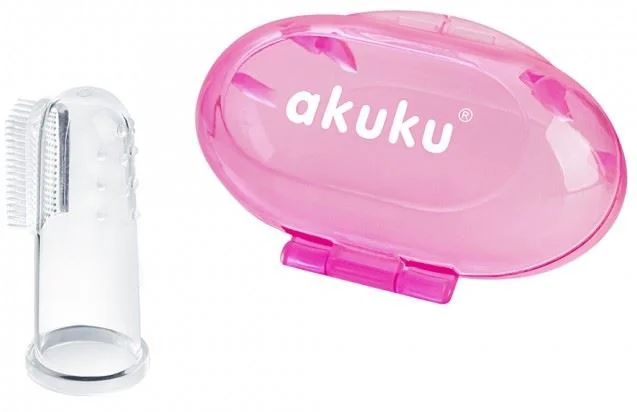 image for Силиконовая зубная щётка-напалечник Akuku Pink foto
