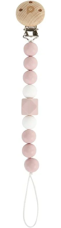 image for Lantisor pentru suzeta din silicon si lemn Premaman Pink foto