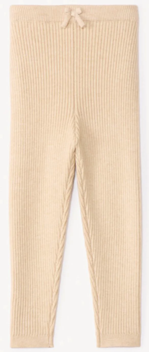Orchestra Colanti din tricot reiat cu fundita pentru fete Heather Beige foto
