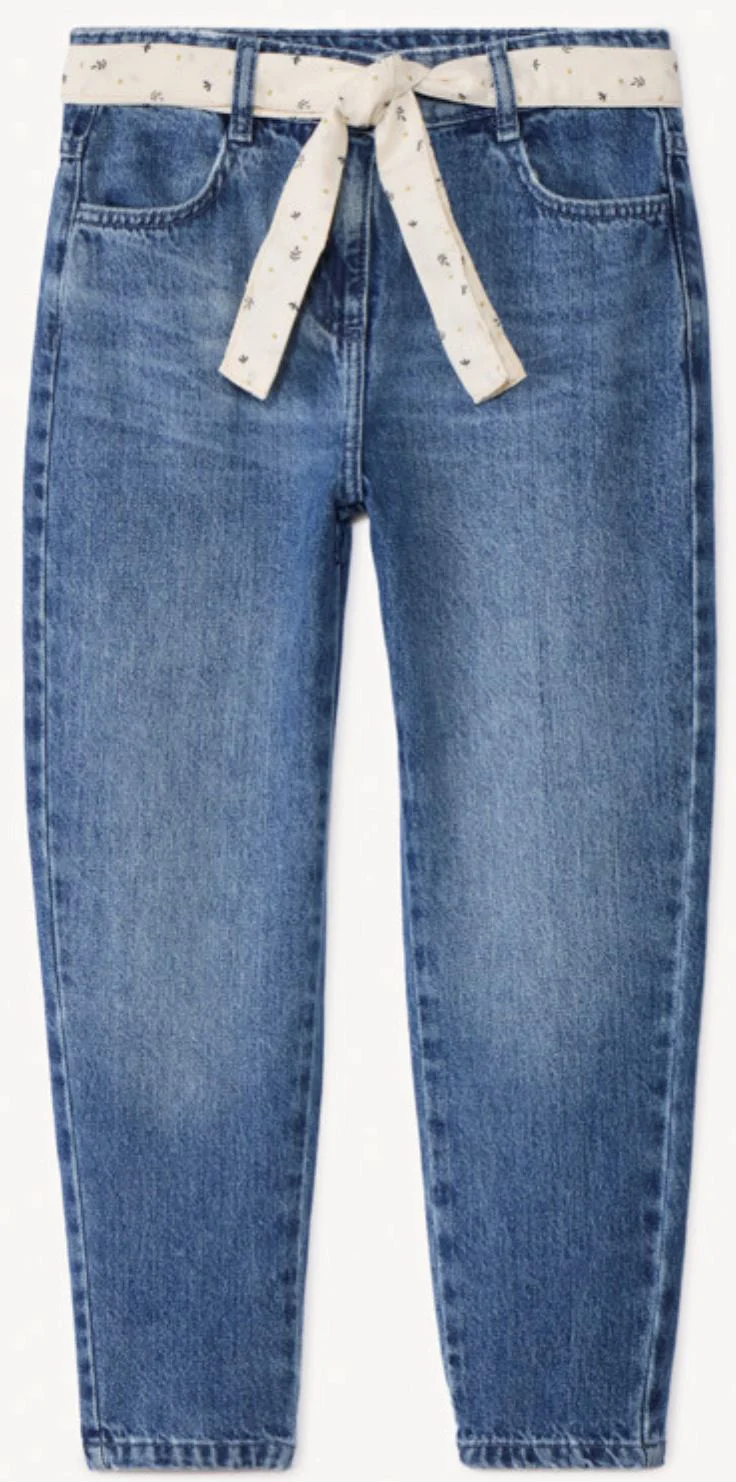 image for Orchestra Blugi din denim de tip mom fit cu esarfa decorativa pentru fete foto