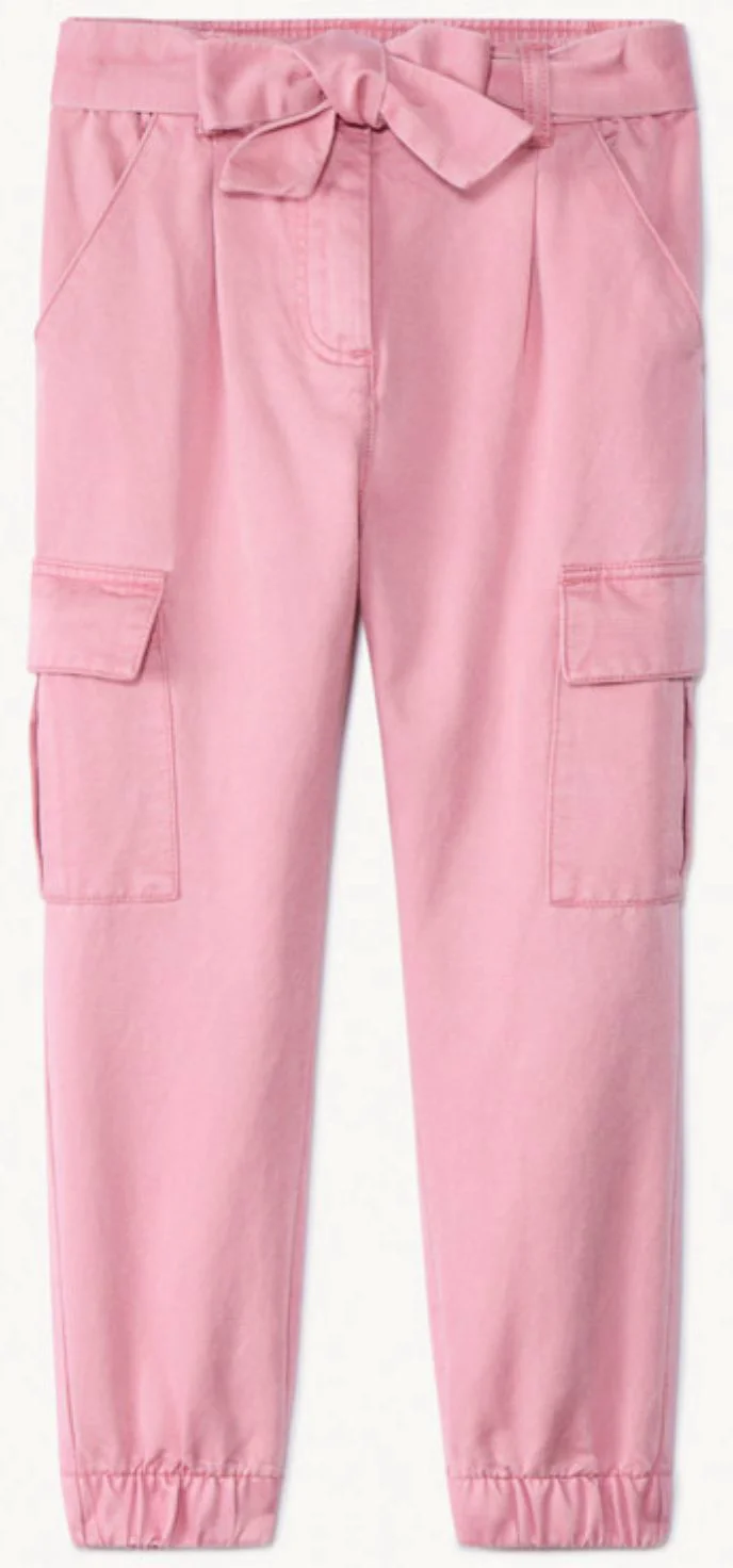 Orchestra Pantaloni cargo din twill cu centura pentru fete Roz foto