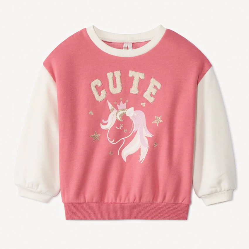 image for Orchestra Hanorac din molton cu imprimeu glitter Unicorn pentru fetite foto