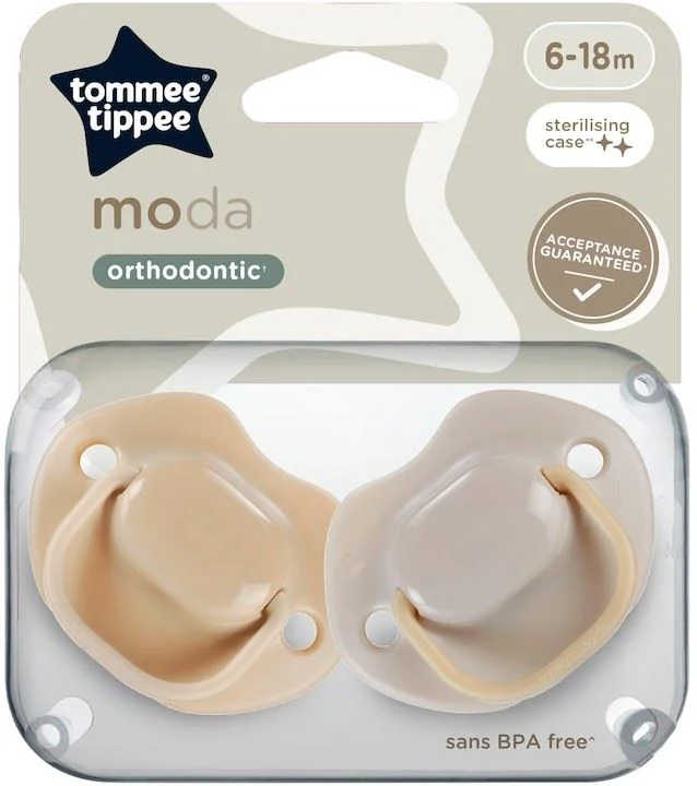 image for Suzete ortodontice din silicon Tommee Tippee Moda Bej (6-18 luni), 2 buc. foto