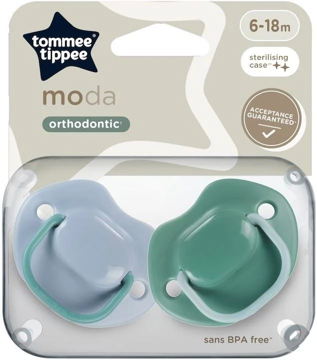 image for Suzete ortodontice din silicon Tommee Tippee Moda Verde (6-18 luni), 2 buc. foto
