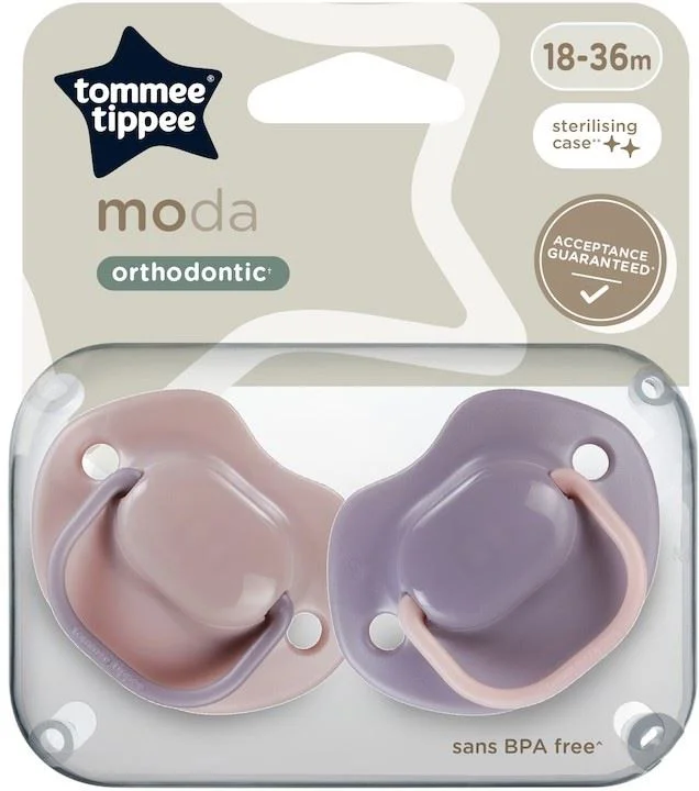 image for Suzete ortodontice din silicon Tommee Tippee Moda Roz/Mov (18-36 luni), 2 buc. foto