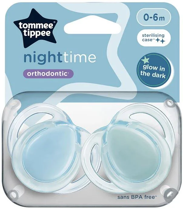 image for Suzeta ortodontica din silicon de noapte Tommee Tippee Alb (0-6 luni), 2 buc. foto