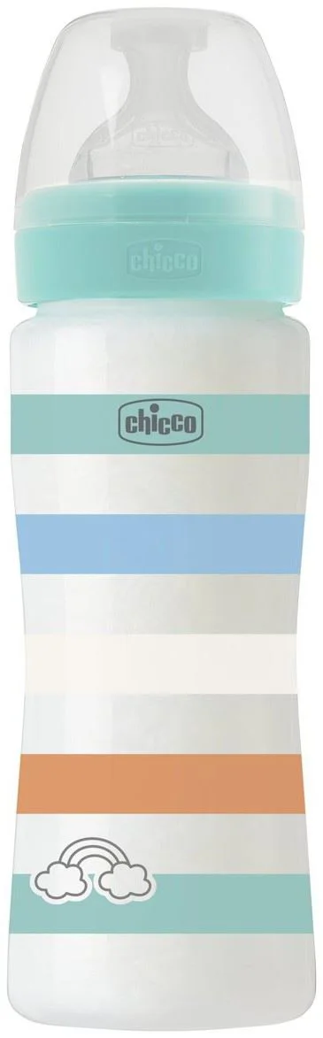 Biberon anti-colici Chicco Well Being Boy, flux rapid (4+ luni), 330 ml foto