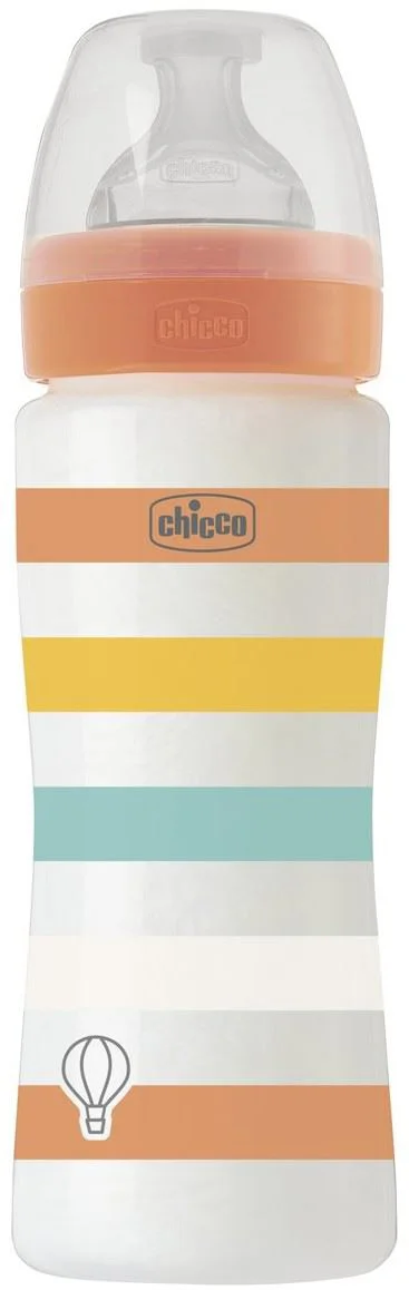 Biberon anti-colici Chicco Well Being Orange, flux rapid (4+ luni), 330 ml foto