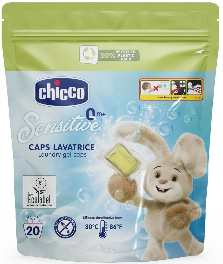 image for Detergent lichid in capsule Chicco Sensitive hipoalergenic, 20 buc. foto