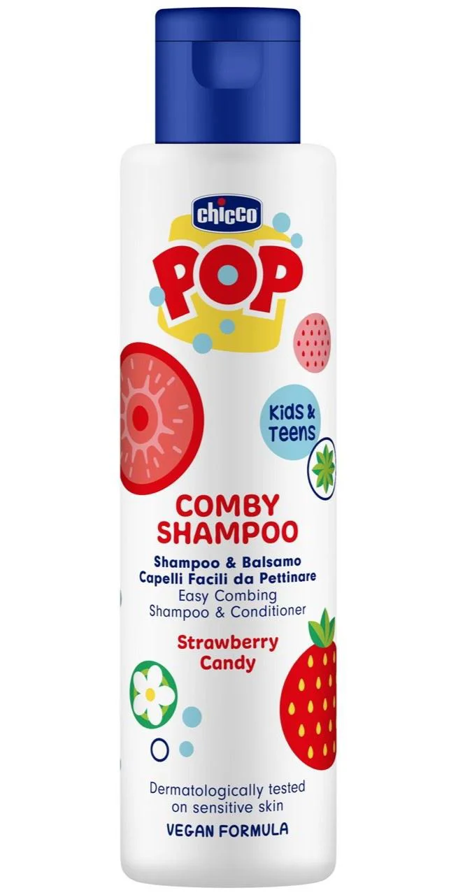 image for Шампунь и кондиционер Chicco POP 2-в-1 с ароматом клубники, 250 мл foto