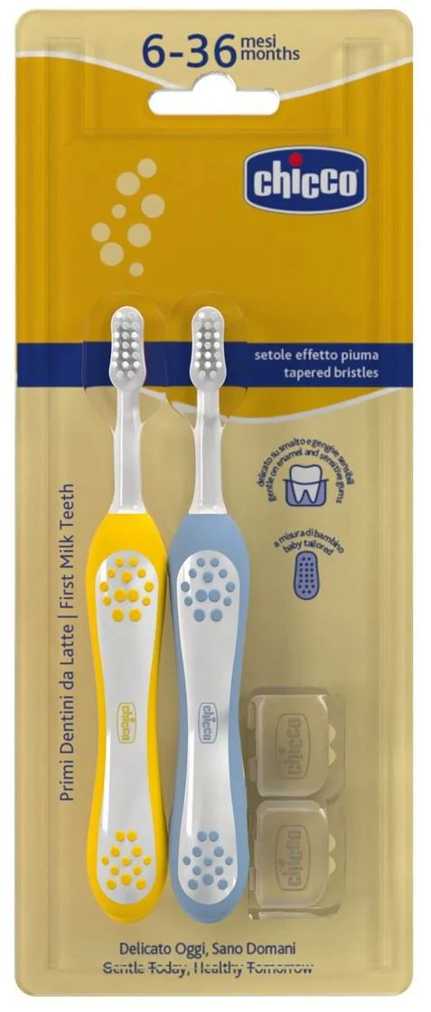 image for Набор зубных щёток Chicco Indigo Mustard (6–36 мес.), 2 шт. foto