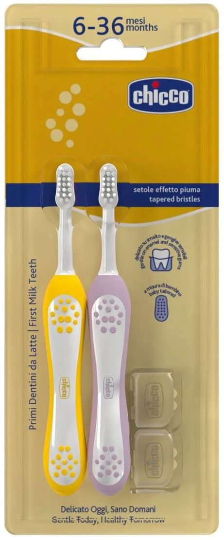 image for Set periute de dinti Chicco Liliac Mustard (6-36 luni), 2 buc. foto