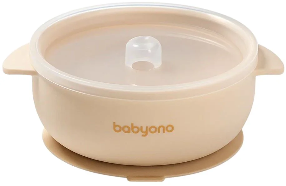 image for Силиконовая миска с присоской и крышкой BabyOno Beige foto