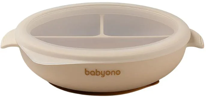 image for Силиконовая тарелка с присоской и крышкой BabyOno Beige foto