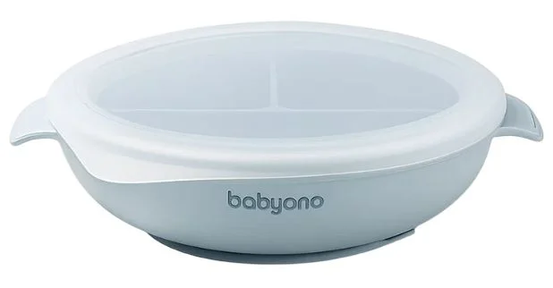 image for Силиконовая тарелка с присоской и крышкой BabyOno Blue foto