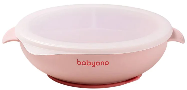 image for Силиконовая тарелка с присоской и крышкой BabyOno Pink foto
