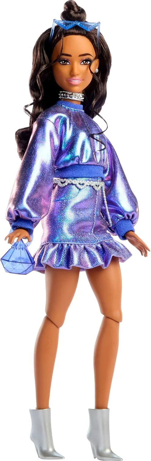 Papusa Barbie "Fashionista rochie violeta lucioasa" foto